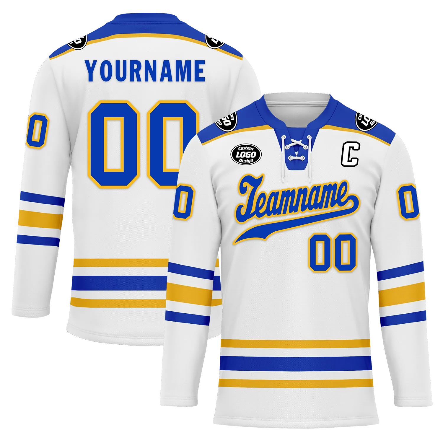 Custom White Blue Personalized Hockey Jersey HCKJ01-D0a70ab