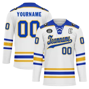Custom White Blue Personalized Hockey Jersey HCKJ01-D0a70ab