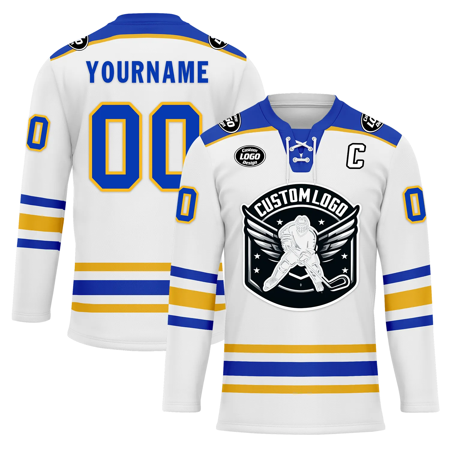 Custom White Blue Personalized Hockey Jersey HCKJ01-D0a70ab