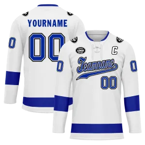 Custom White Blue Personalized Hockey Jersey HCKJ01-D0a70bb