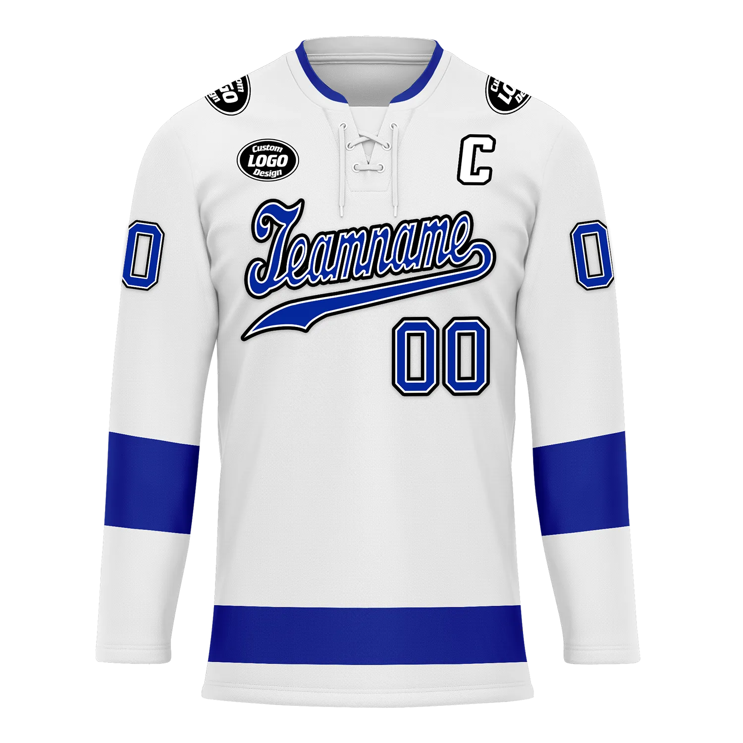 Custom White Blue Personalized Hockey Jersey HCKJ01-D0a70bb