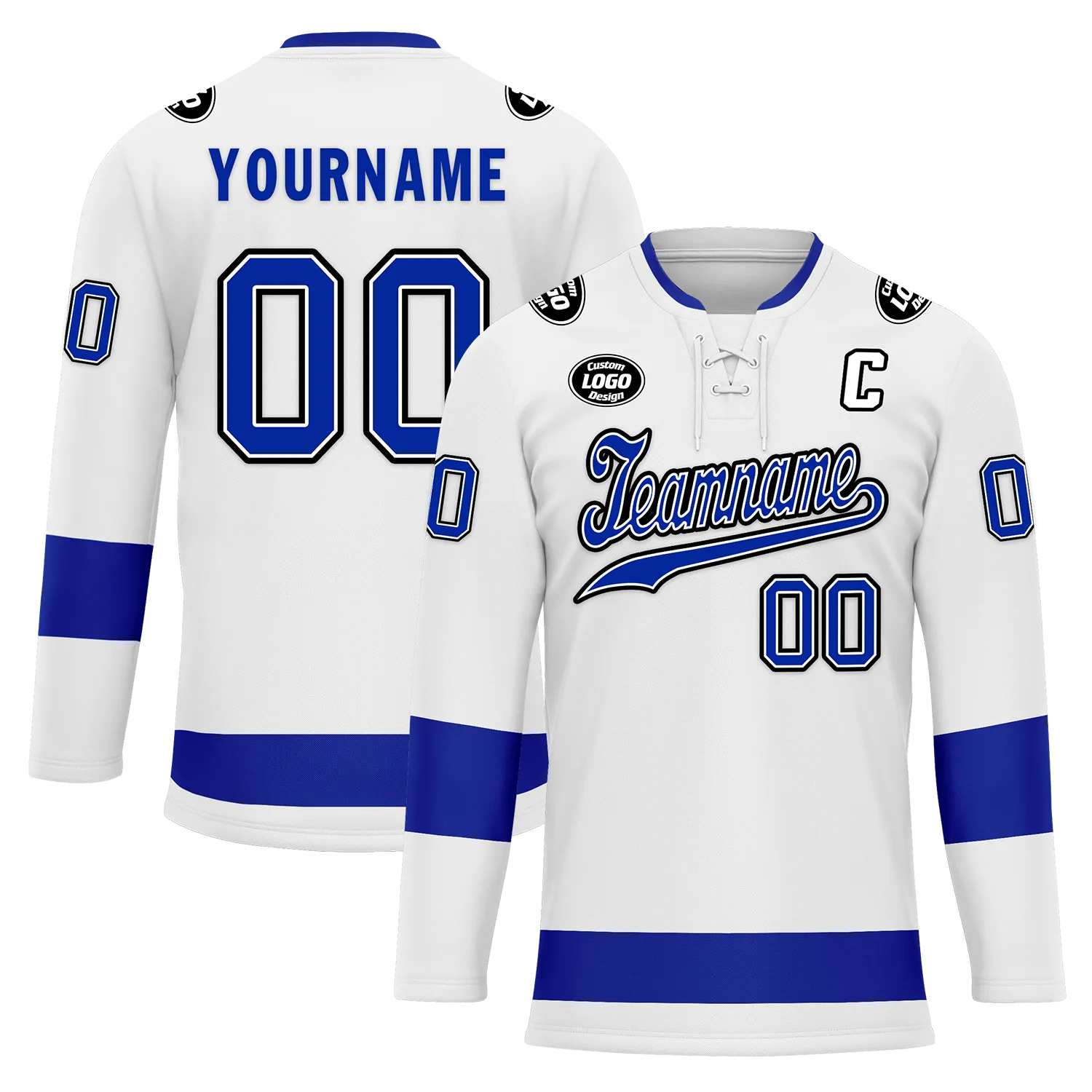 Custom White Blue Personalized Hockey Jersey HCKJ01-D0a70bb