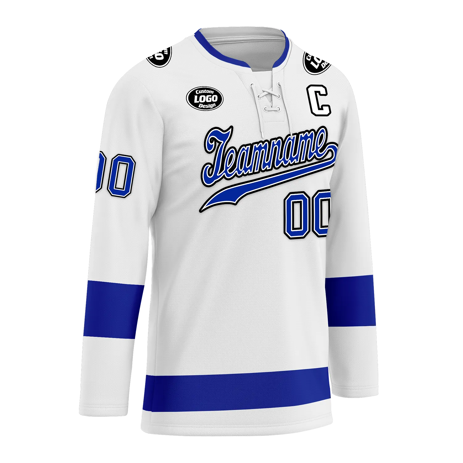 Custom White Blue Personalized Hockey Jersey HCKJ01-D0a70bb