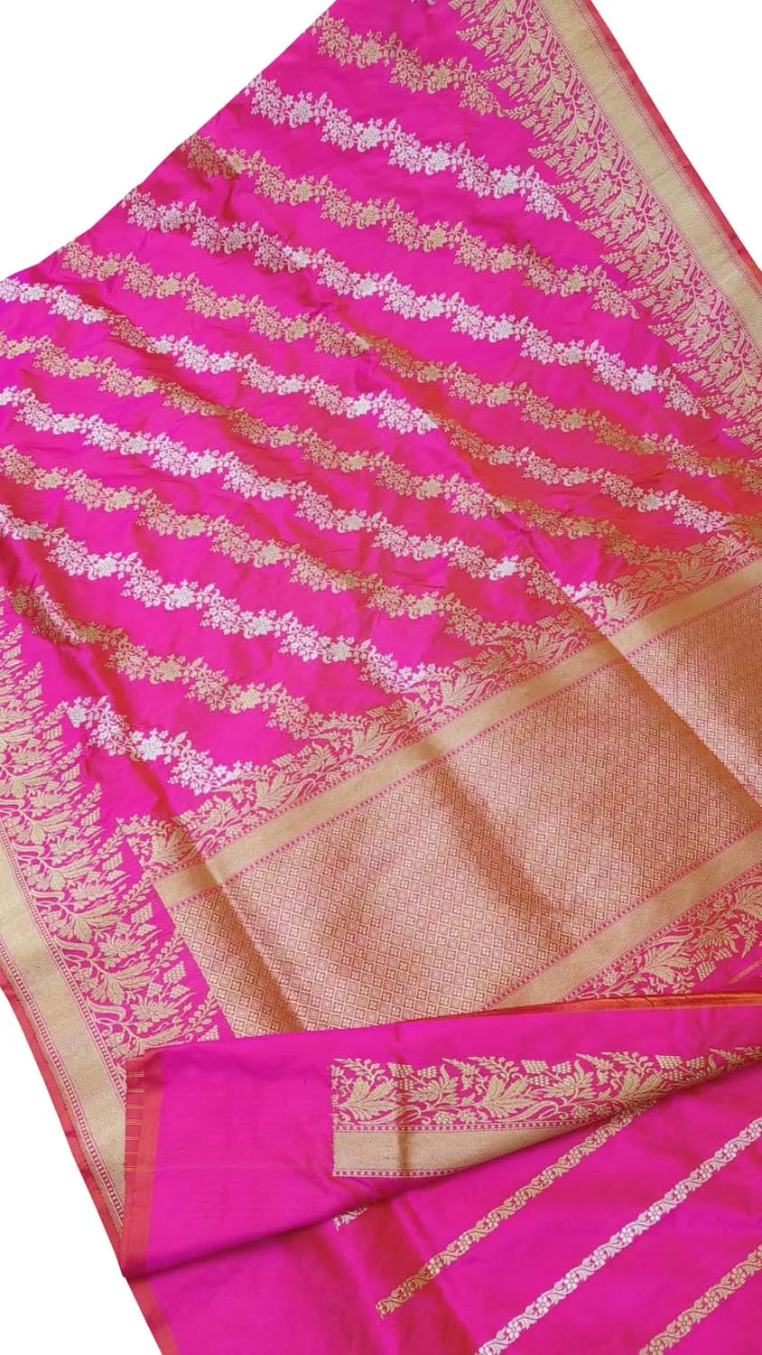 Elegant Pink Banarasi Handloom Pure Katan Silk Saree: A Timeless Classic