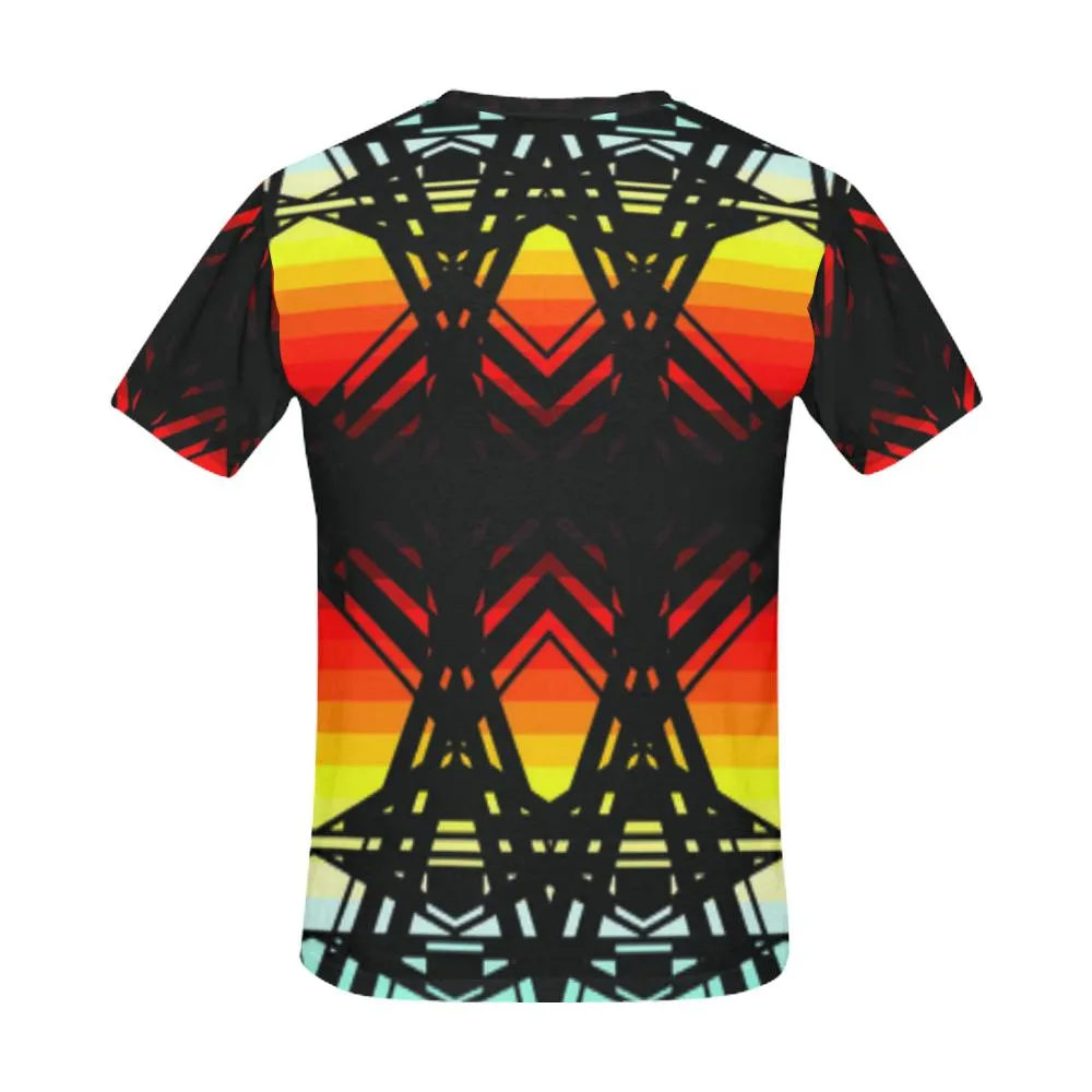Fire and Turquiose T-Shirt for Men (USA Size) (
