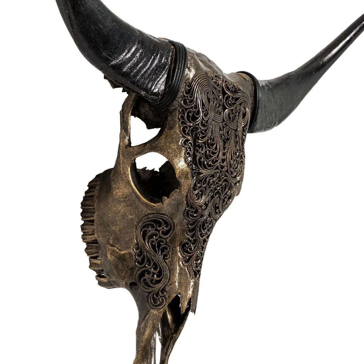 Hand Carved Cow Skull - Antique Bronze Titan // Metallic Finish