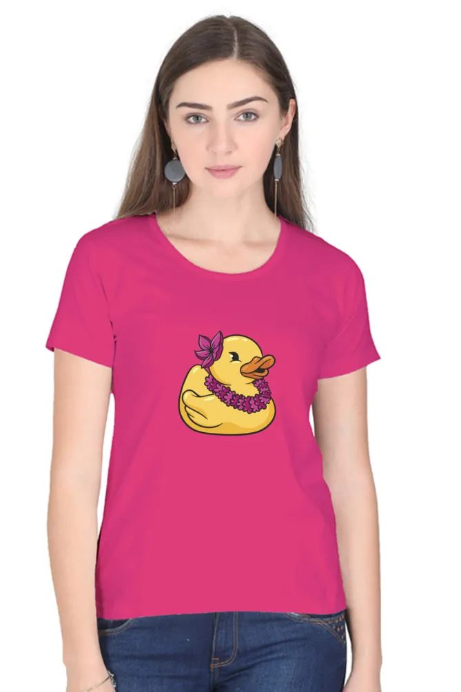 Hawaiian Duck Printed Scoop Neck T-shirt for women