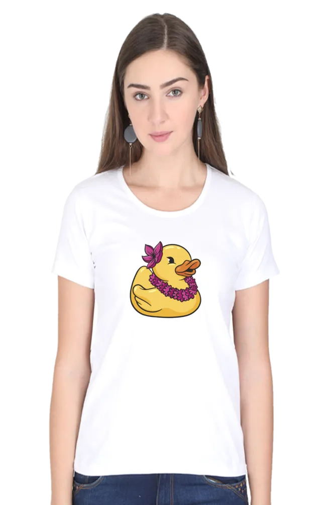 Hawaiian Duck Printed Scoop Neck T-shirt for women