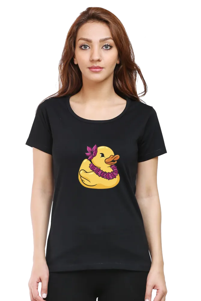 Hawaiian Duck Printed Scoop Neck T-shirt for women