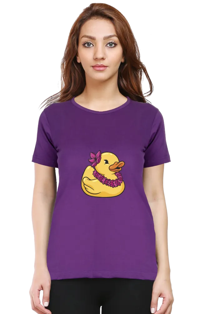 Hawaiian Duck Printed Scoop Neck T-shirt for women