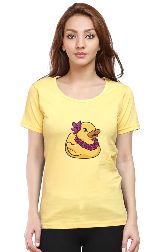 Hawaiian Duck Printed Scoop Neck T-shirt for women