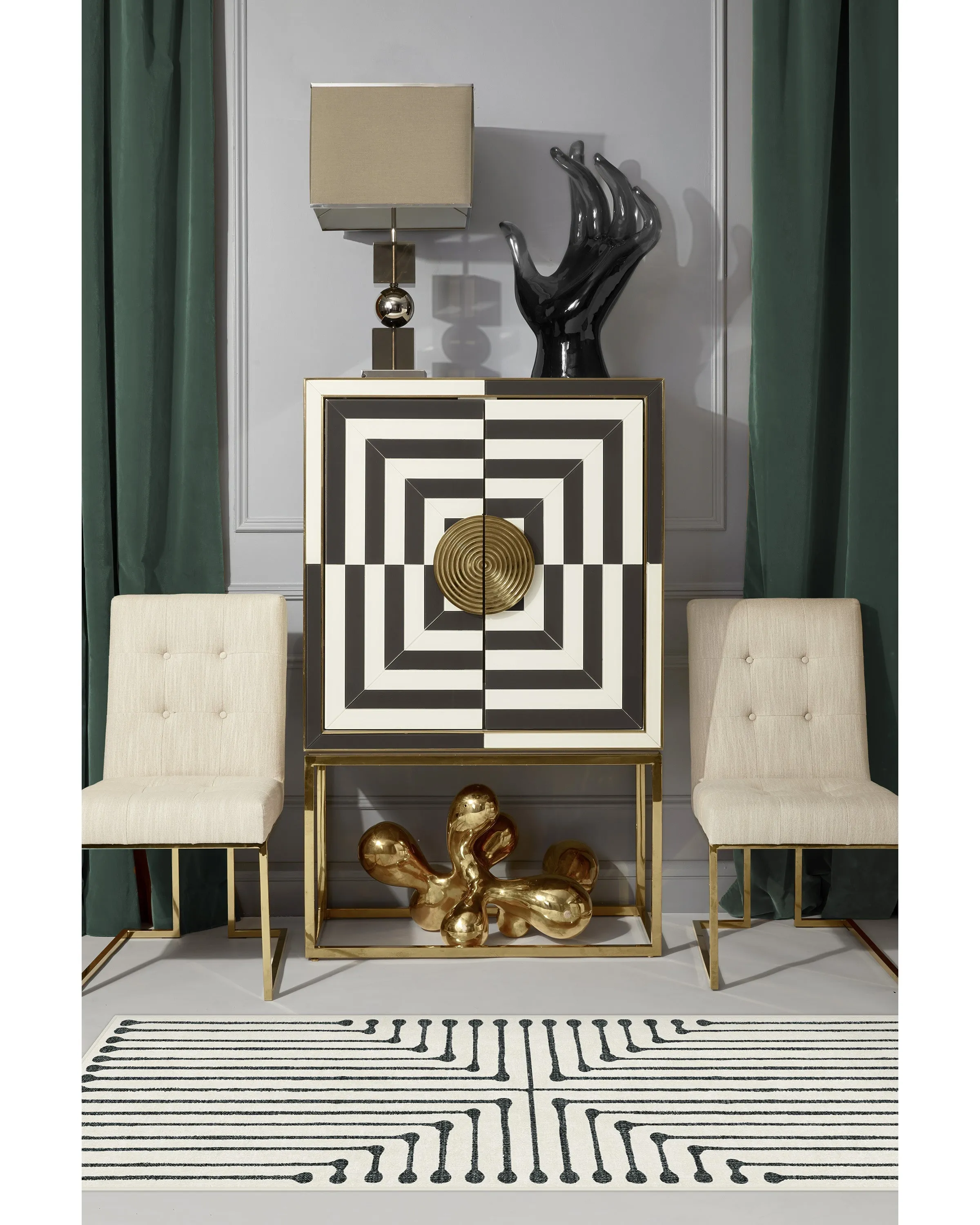 Jonathan Adler Inkdrop Black & Ivory Rug