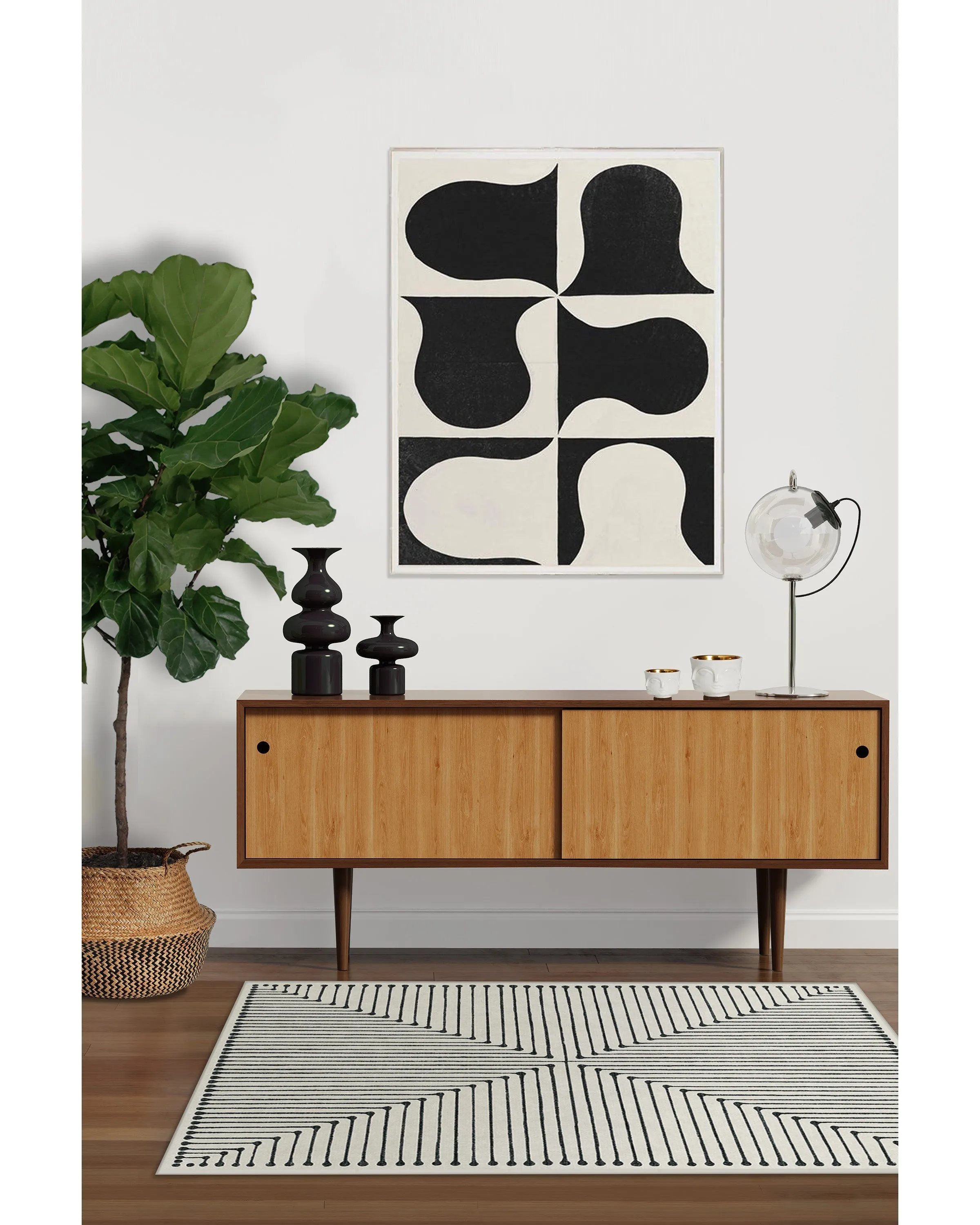 Jonathan Adler Inkdrop Black & Ivory Rug