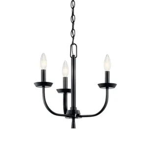 Kennewick 16" 3-Light Chandelier, Black Finish