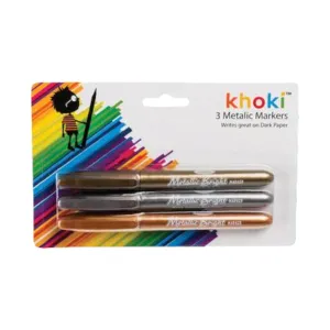 Khoki Metallic Markers Gold-Silver-Bronze 3pc Card Set