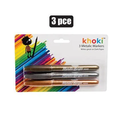 Khoki Metallic Markers Gold-Silver-Bronze 3pc Card Set