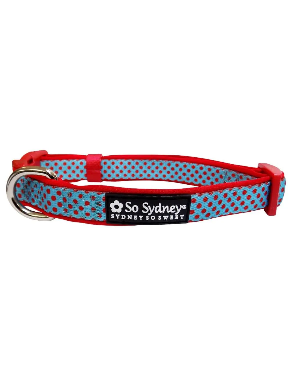 Light Blue & Red Polka Dots Cute Comfy Dog Collar