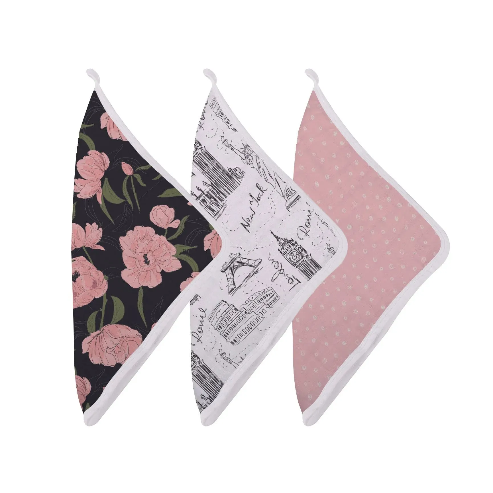 London, Paris, New York Baby Washcloths Set – Bamboo Muslin