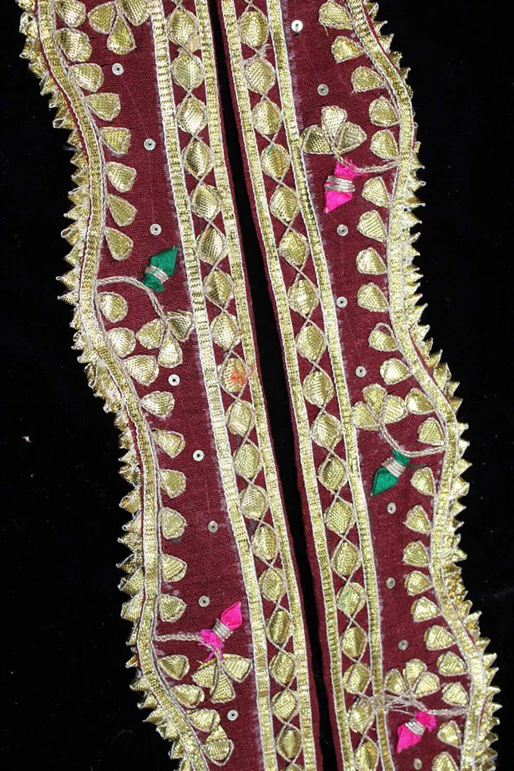 Maroon Traditional Hand Gota Work Lace ( Roll OF 9 Meter )