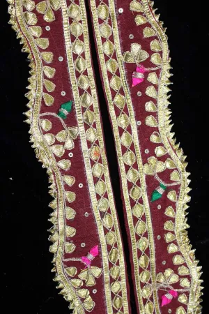 Maroon Traditional Hand Gota Work Lace ( Roll OF 9 Meter )