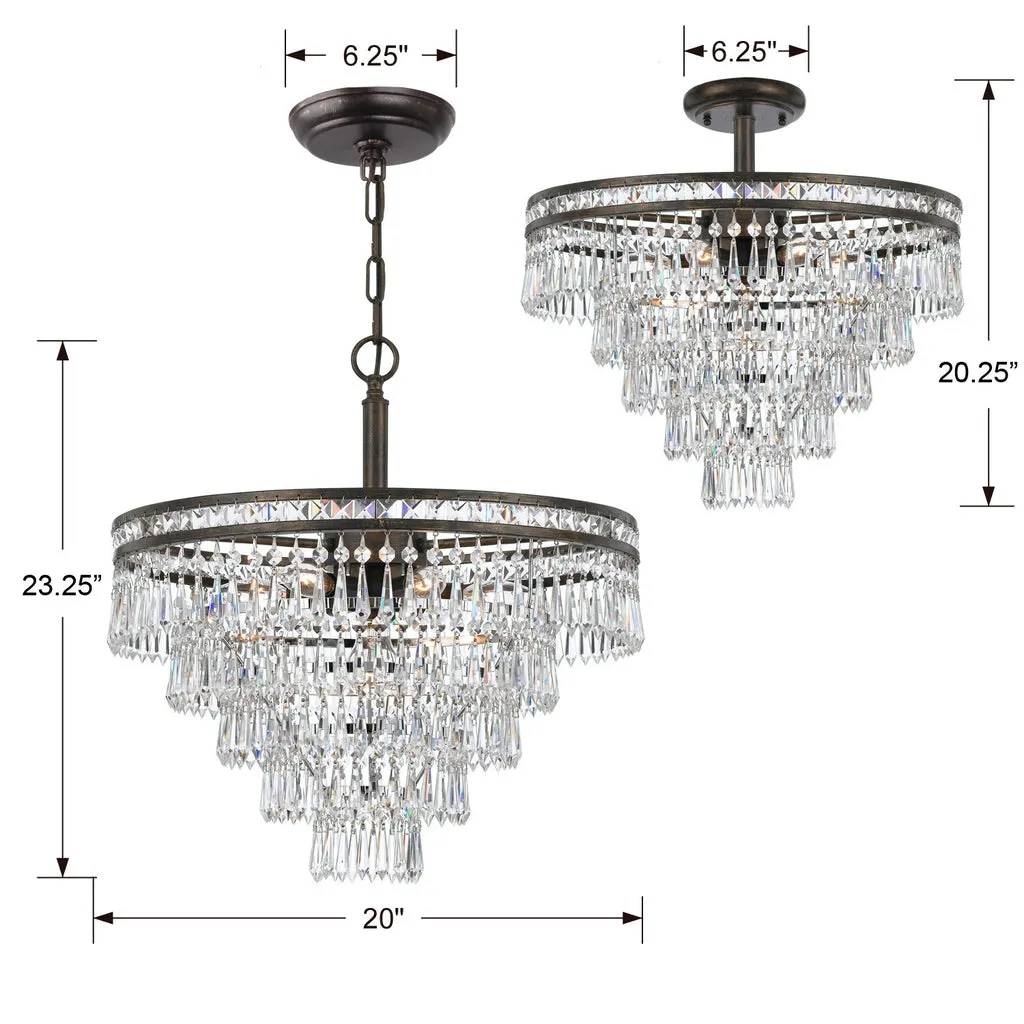 Mercer 7 Light Hand Cut Crystal English Bronze Chandelier