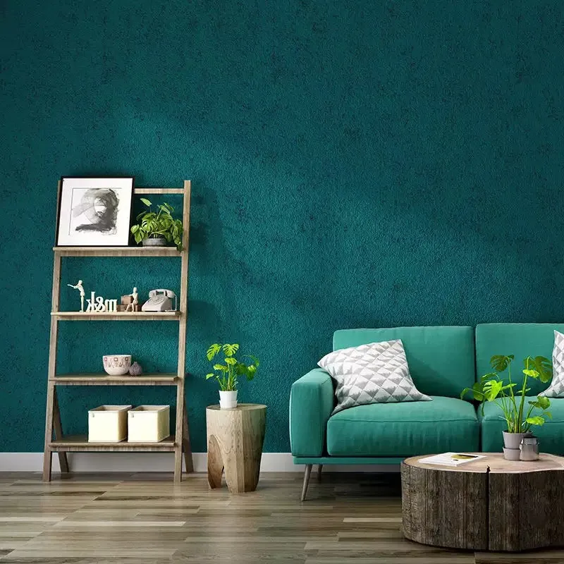 Modern Style Simple Plain Blue Green Wallpaper (5.3 ㎡)