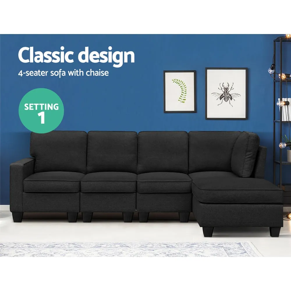 Modular 5-Seater Sofa Chaise Set, Dark Grey, Artiss