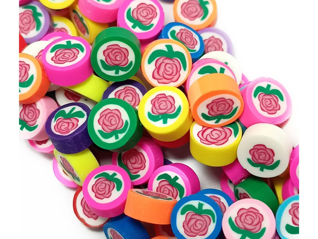 Multicolor Circular Fimo Rubber Beads