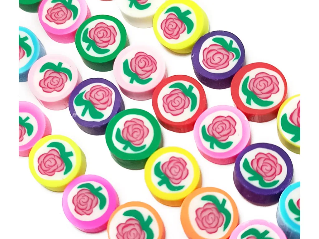 Multicolor Circular Fimo Rubber Beads