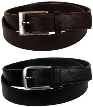 Multispace 2 PCS Belt (1Brown 1 Black) Best Rakhi Gift Casual trendy men's belt (combo)
