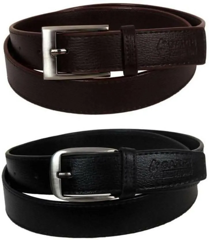 Multispace 2 PCS Belt (1Brown 1 Black) Best Rakhi Gift Casual trendy men's belt (combo)