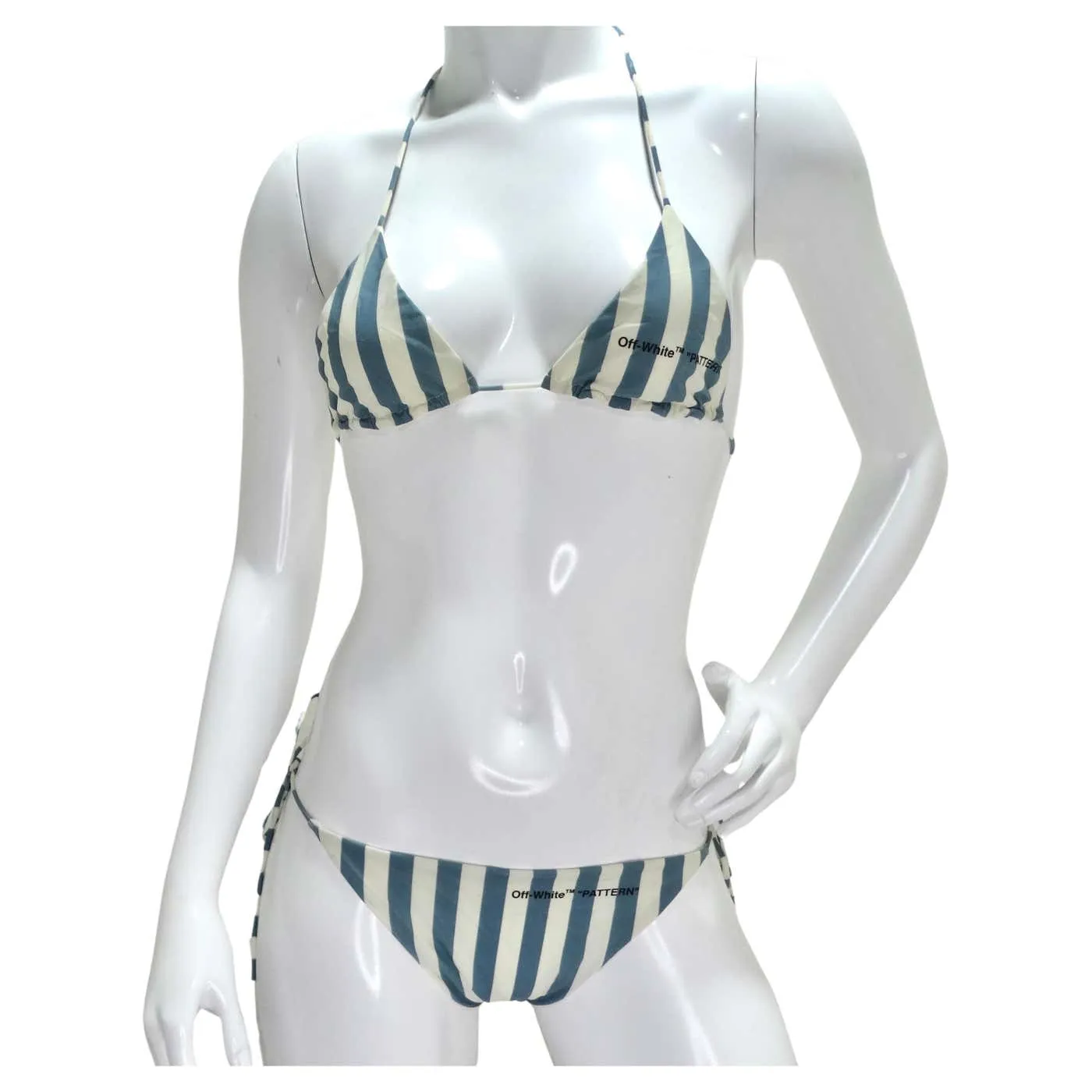 Off White Blue Stripe Bikini