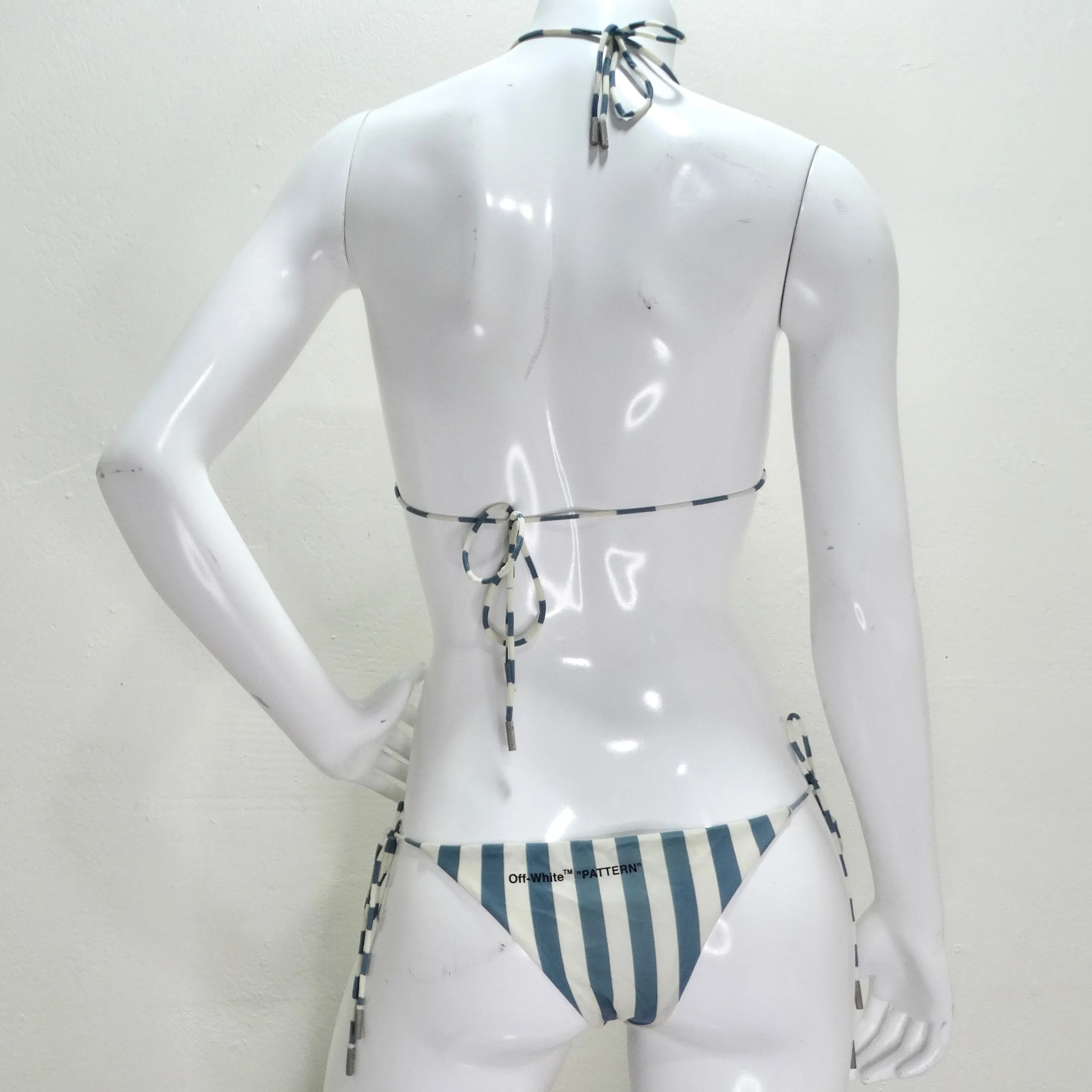 Off White Blue Stripe Bikini