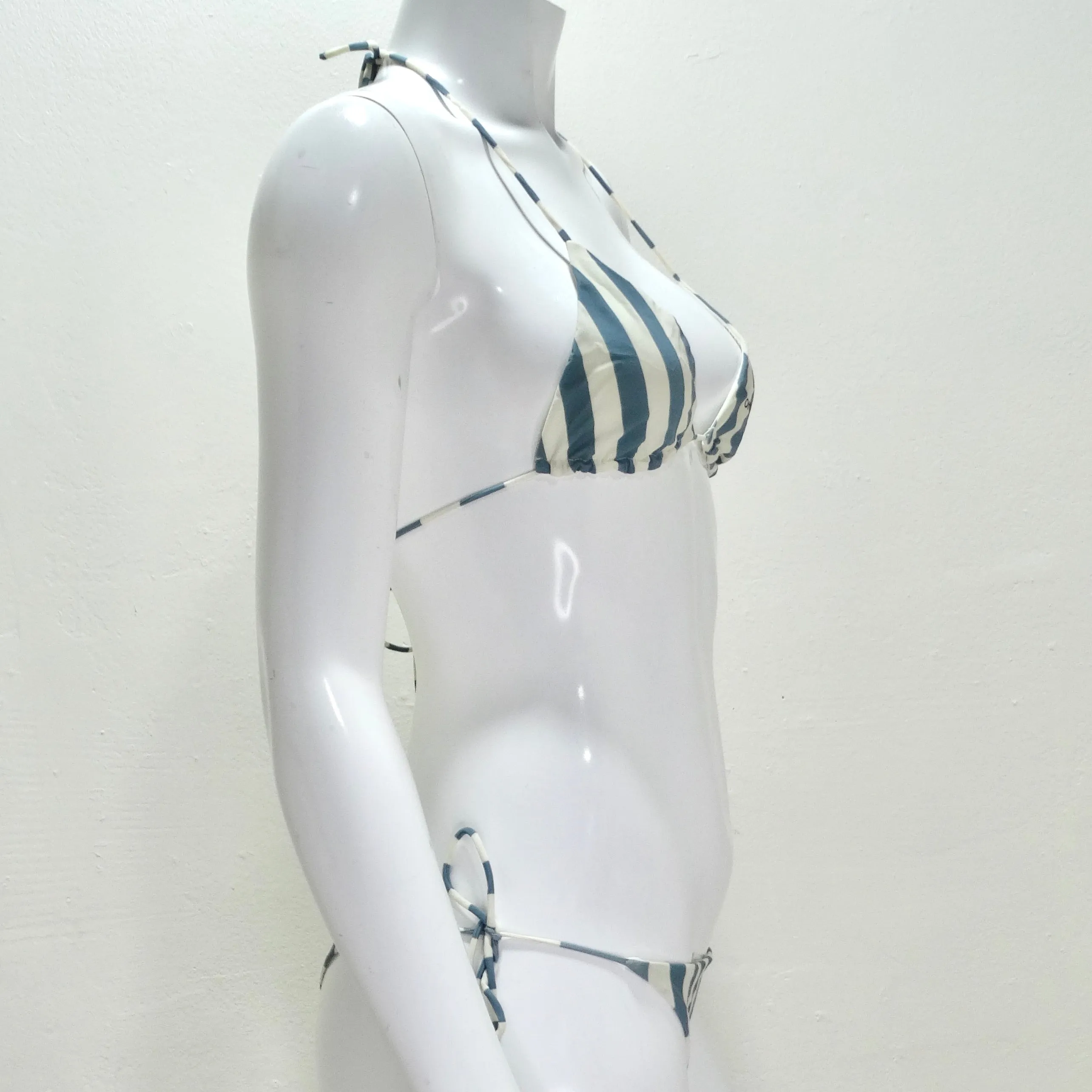 Off White Blue Stripe Bikini