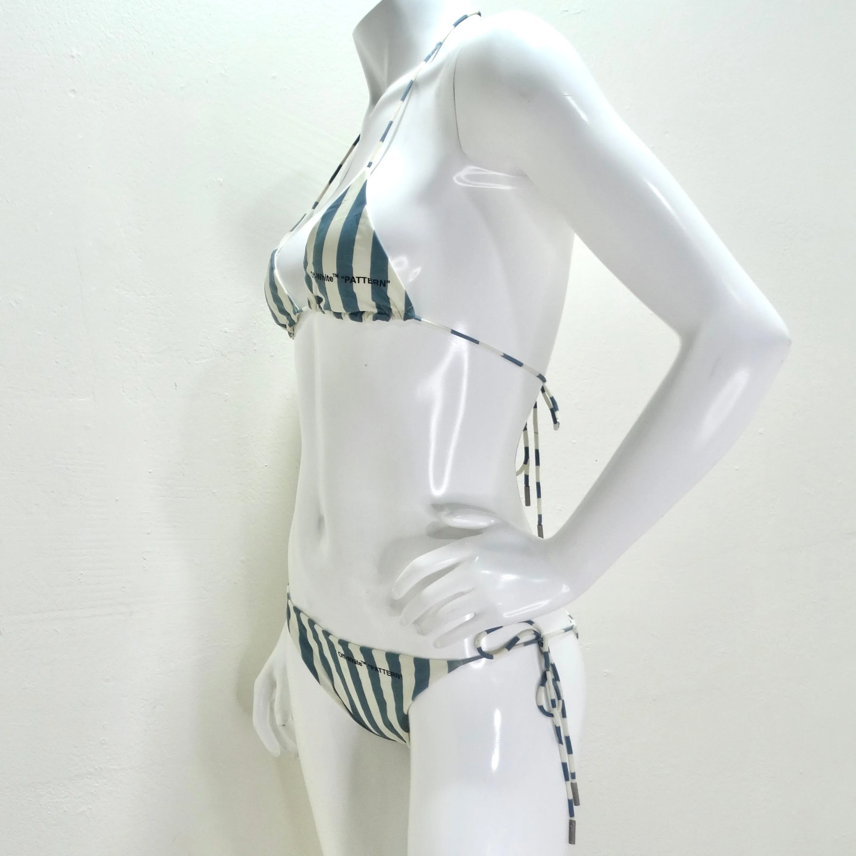 Off White Blue Stripe Bikini