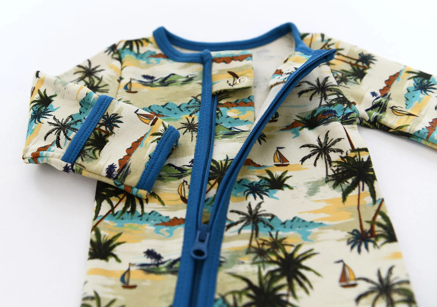 Organic Cotton Baby Pajamas 2-Way Zip Front Zipper Sleeper, Bali
