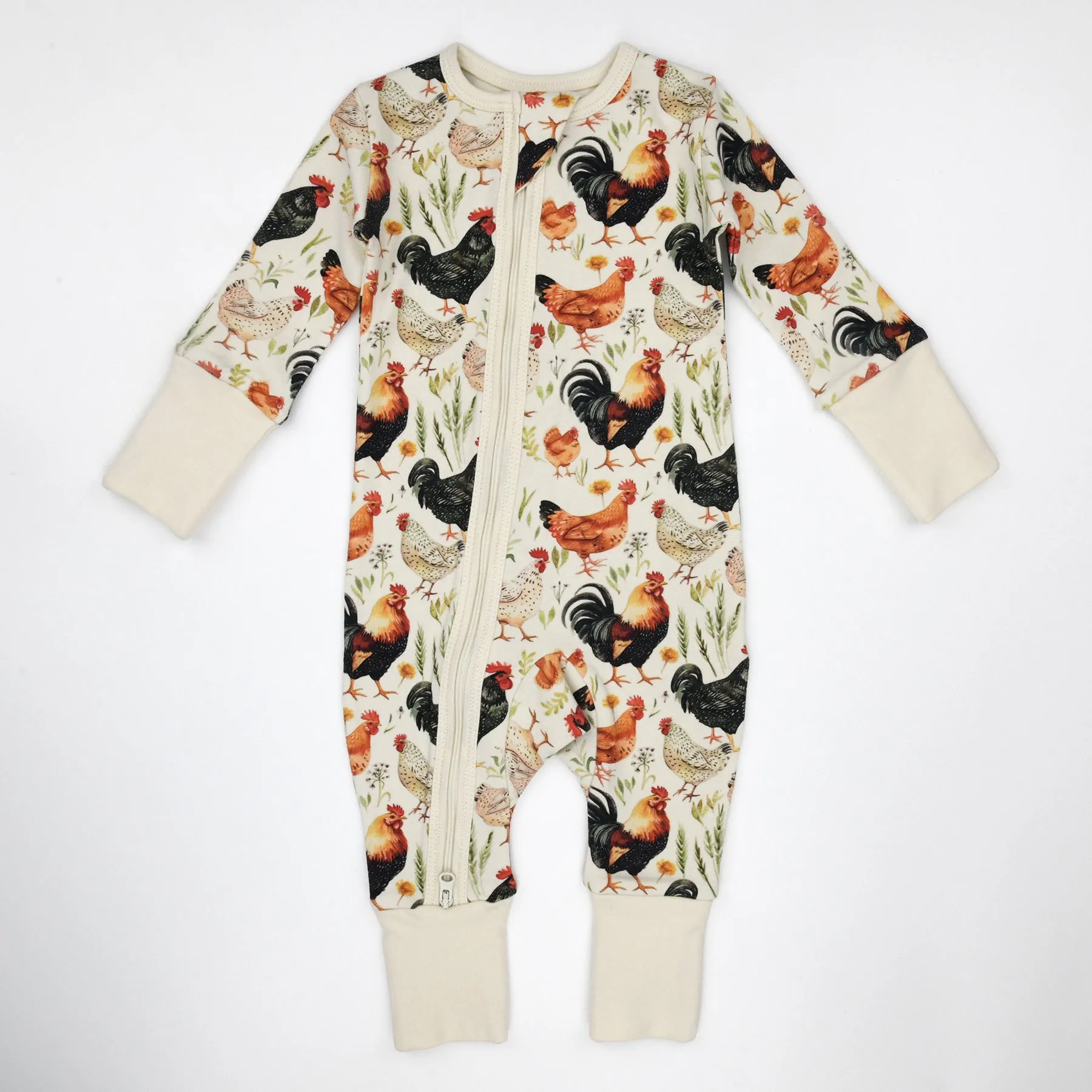 Organic Cotton Baby Pajamas 2-Way Zip Front Zipper Sleeper, Barley
