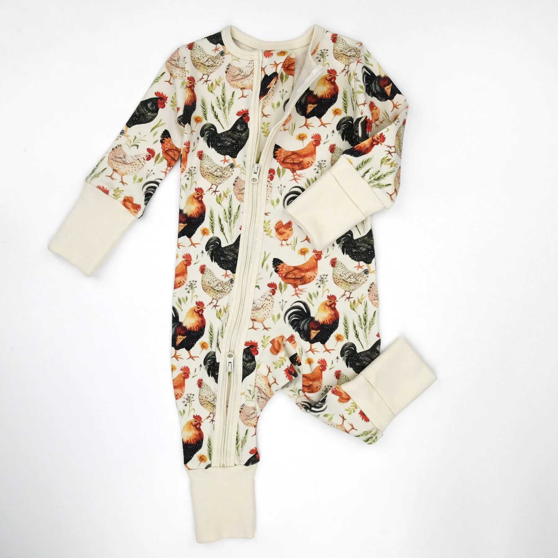 Organic Cotton Baby Pajamas 2-Way Zip Front Zipper Sleeper, Barley