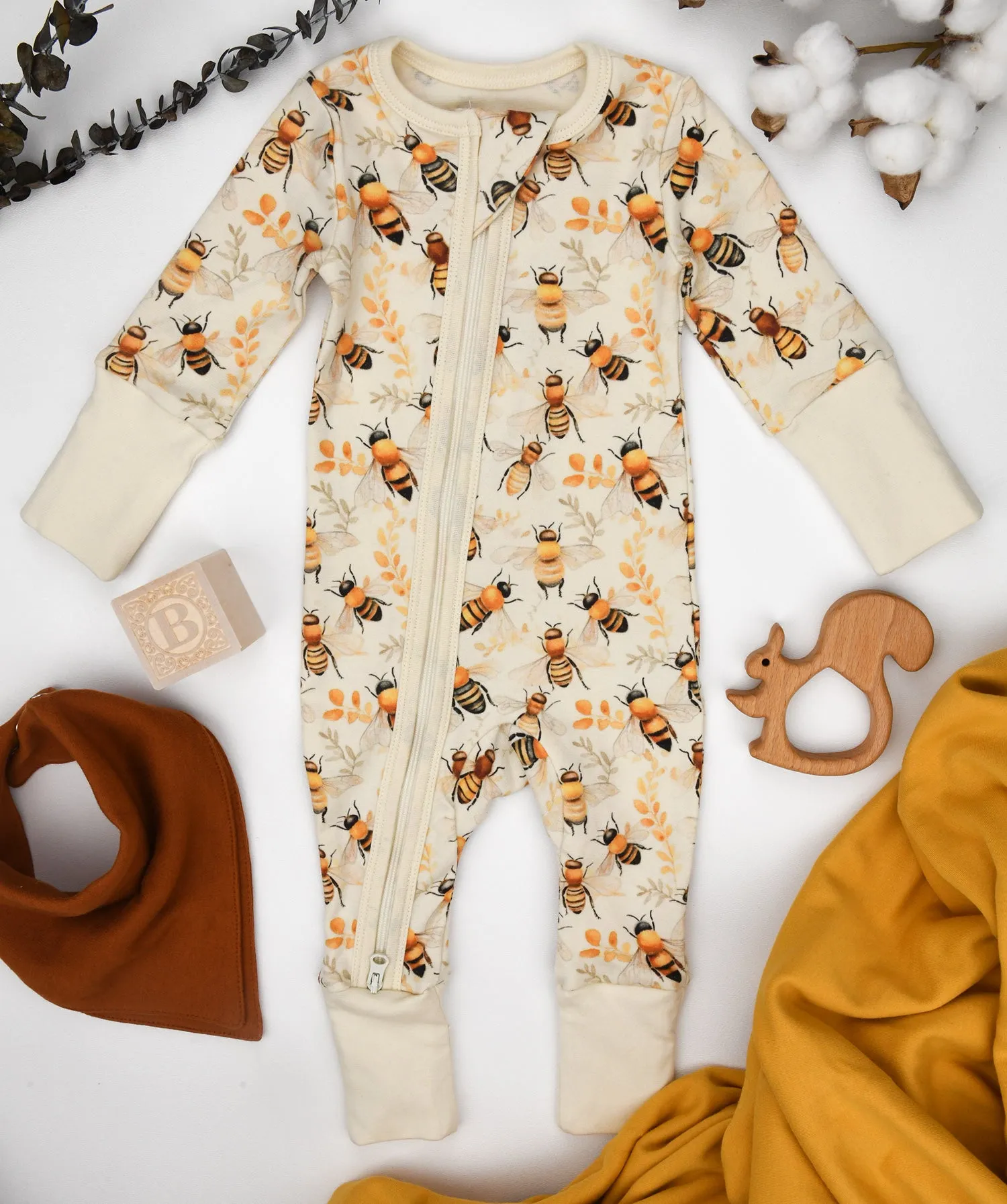 Organic Cotton Baby Pajamas 2-Way Zip Front Zipper Sleeper, Cinnamon