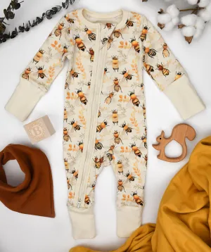 Organic Cotton Baby Pajamas 2-Way Zip Front Zipper Sleeper, Cinnamon