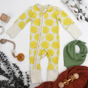Organic Cotton Baby Pajamas 2-Way Zip Front Zipper Sleeper, Citron