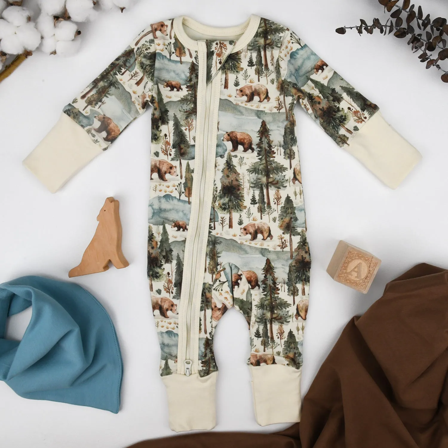 Organic Cotton Baby Pajamas 2-Way Zip Front Zipper Sleeper, Crispin