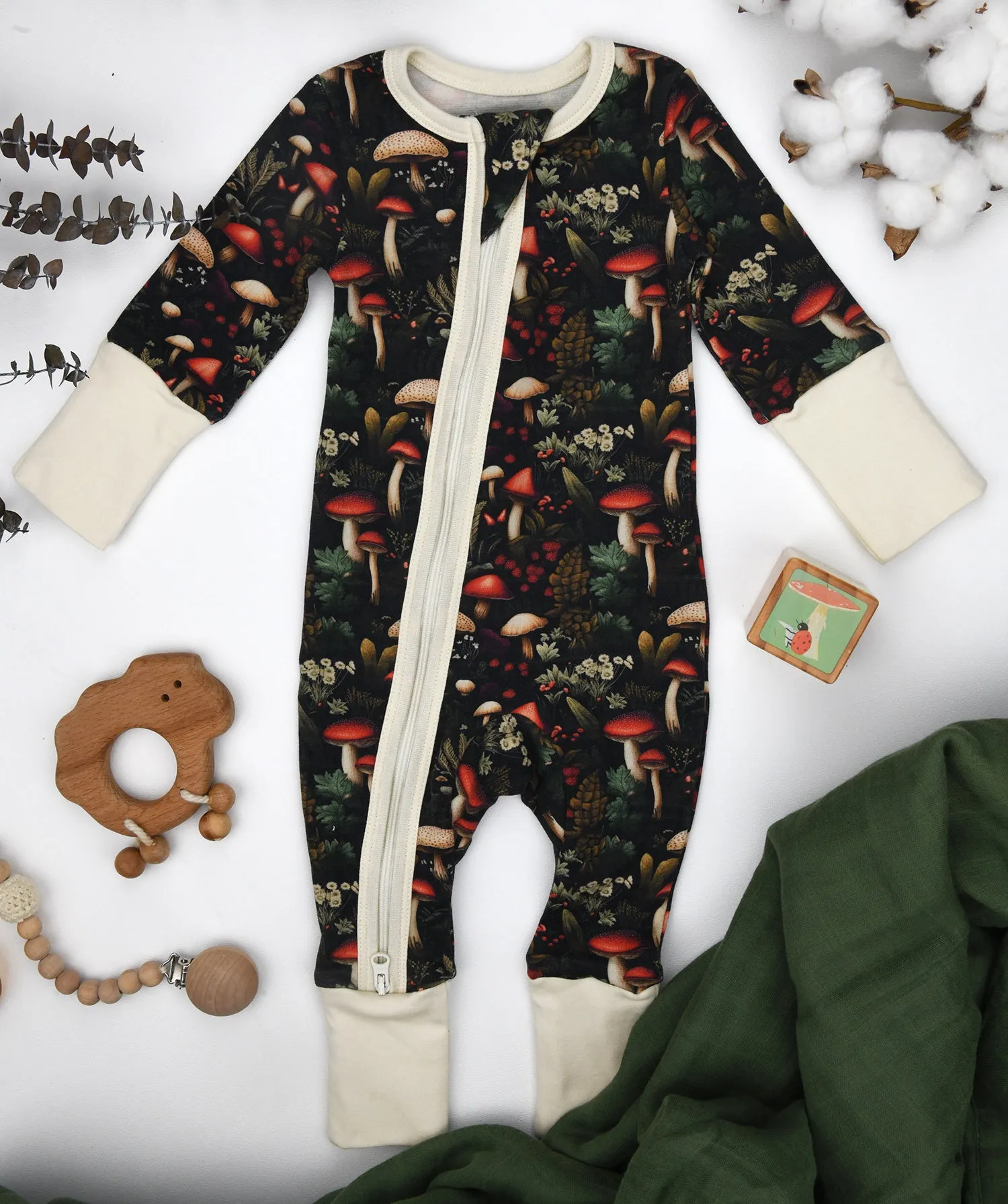 Organic Cotton Baby Pajamas 2-Way Zip Front Zipper Sleeper, Glade