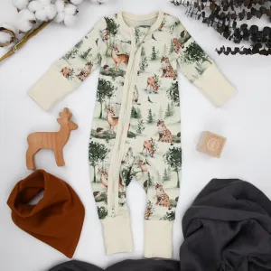 Organic Cotton Baby Pajamas 2-Way Zip Front Zipper Sleeper, Oak