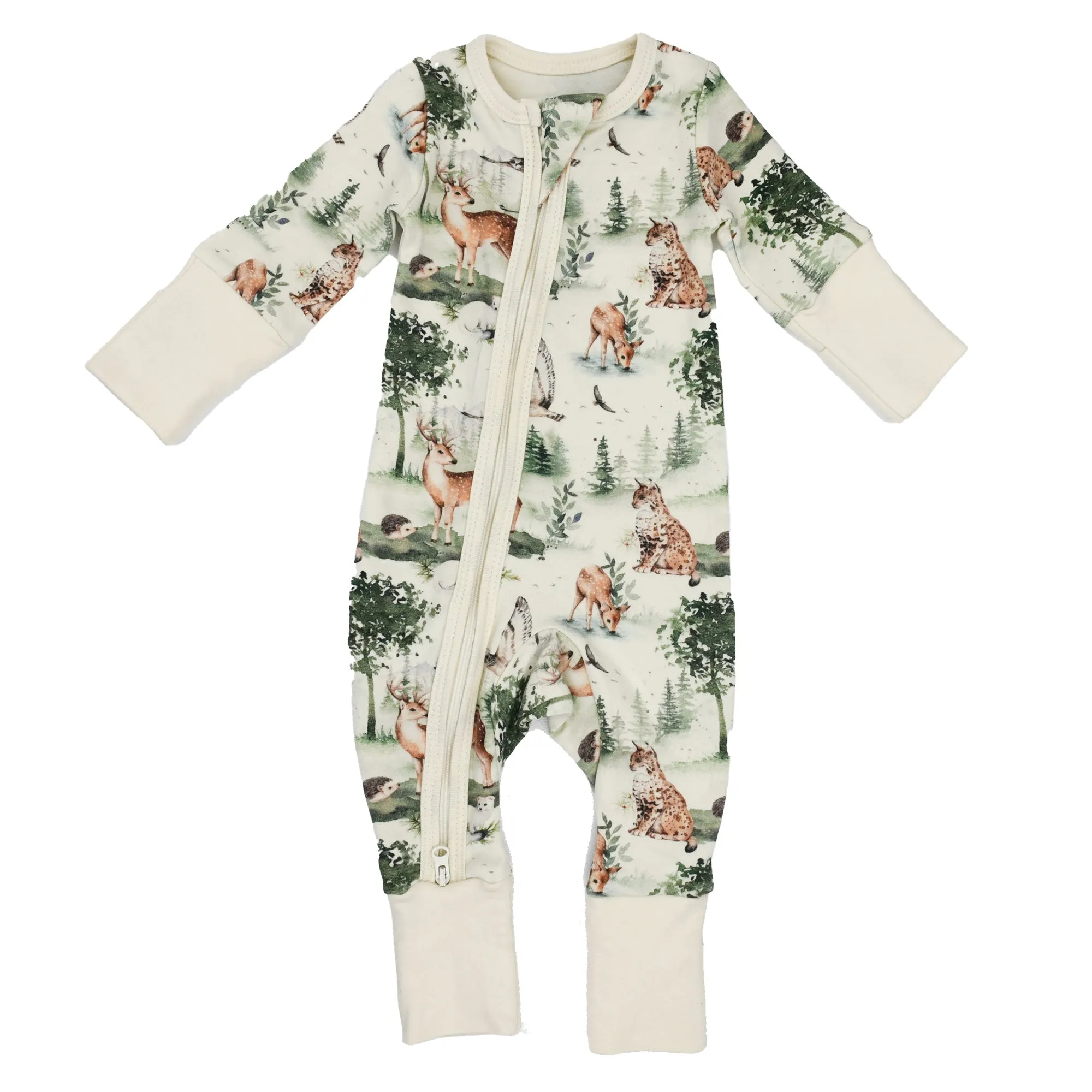 Organic Cotton Baby Pajamas 2-Way Zip Front Zipper Sleeper, Oak
