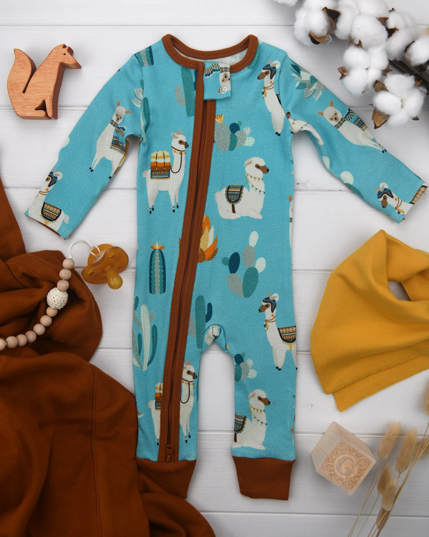 Organic Cotton Baby Pajamas 2-Way Zip Front Zipper Sleeper, Peru