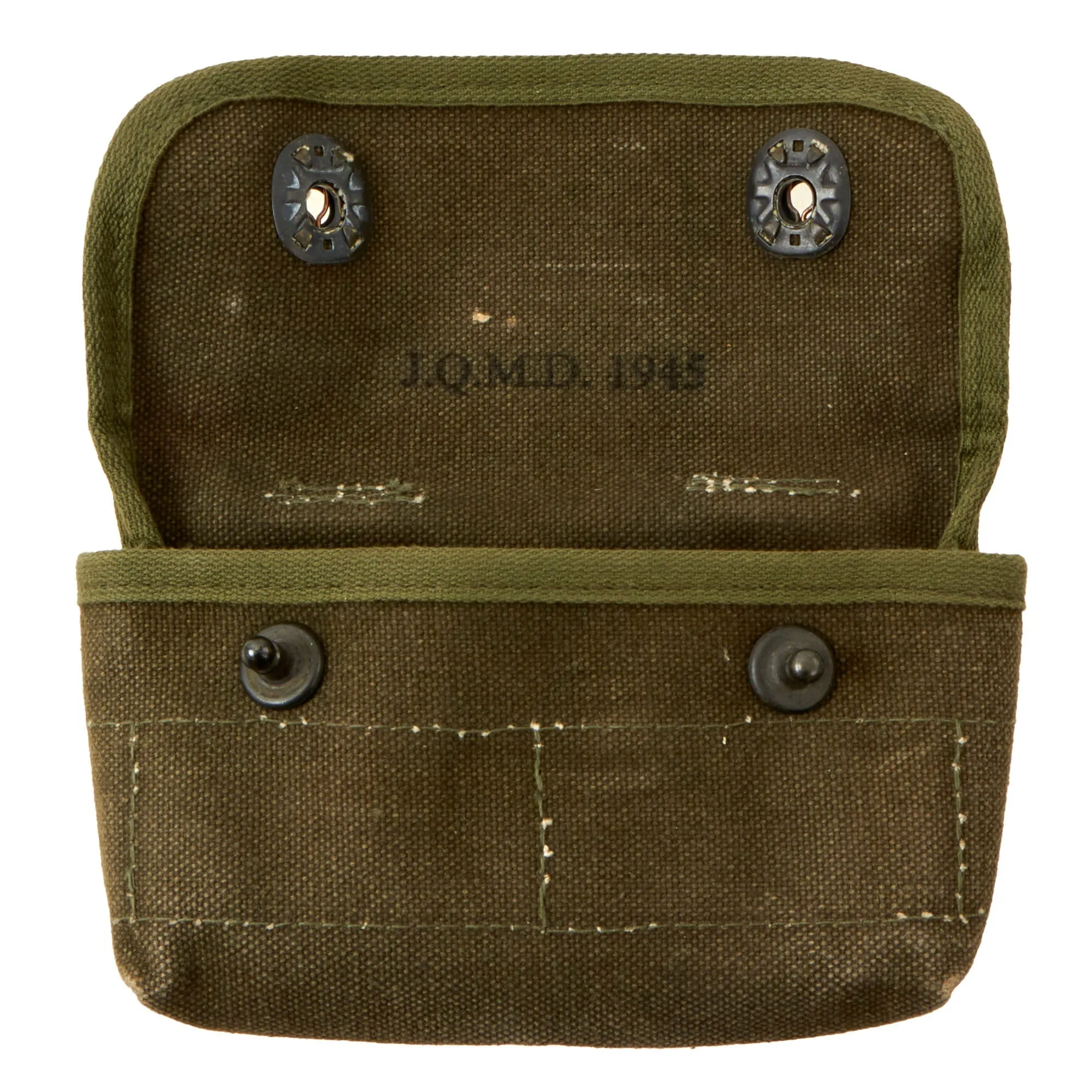 Original U.S. WWII M1942 Shotgun Ammunition Pouch by J.Q.M.D. - Dated 1945
