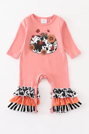Pink Pumpkin Ruffle Baby Romper