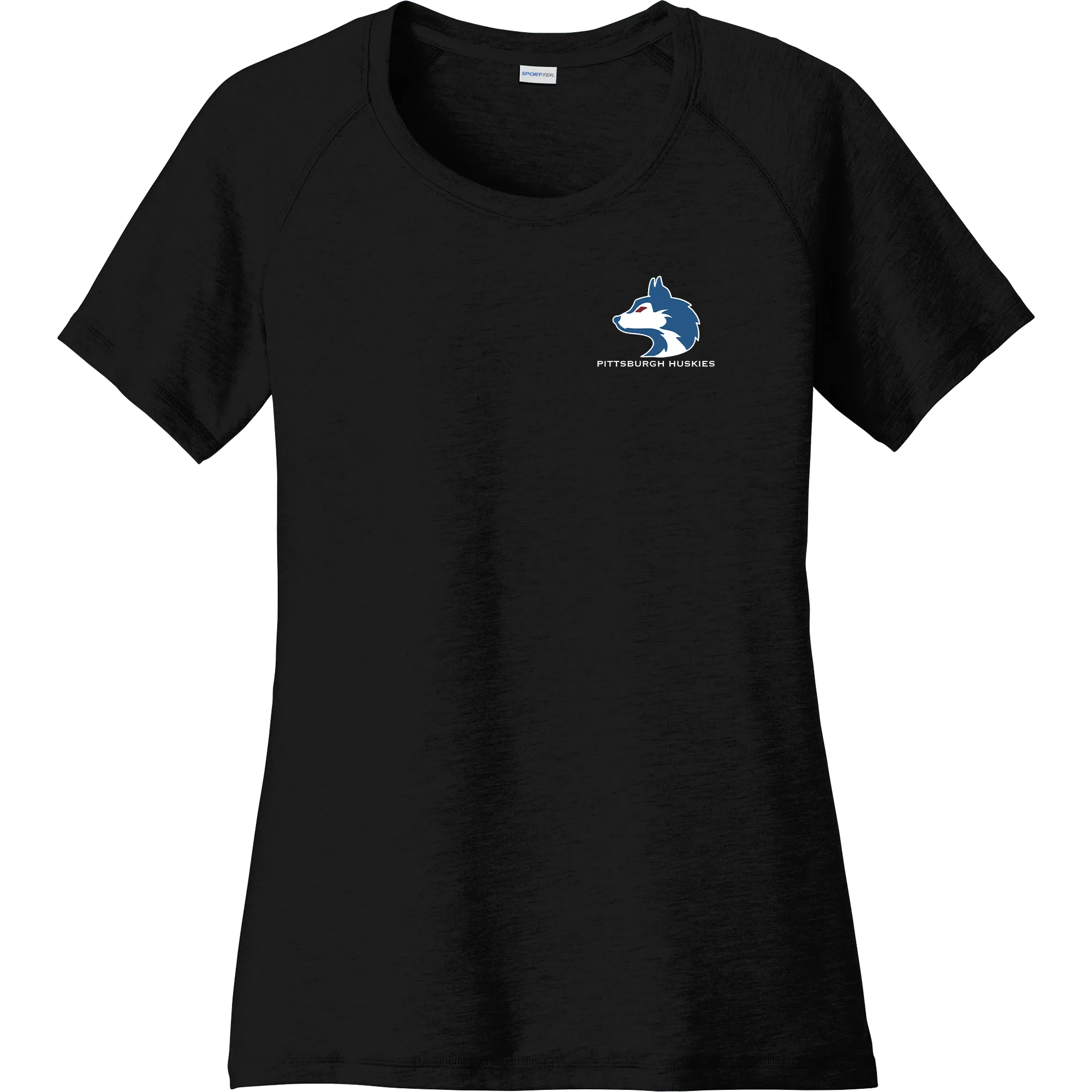 Pittsburgh Huskies Ladies PosiCharge Tri-Blend Wicking Scoop Neck Raglan Tee