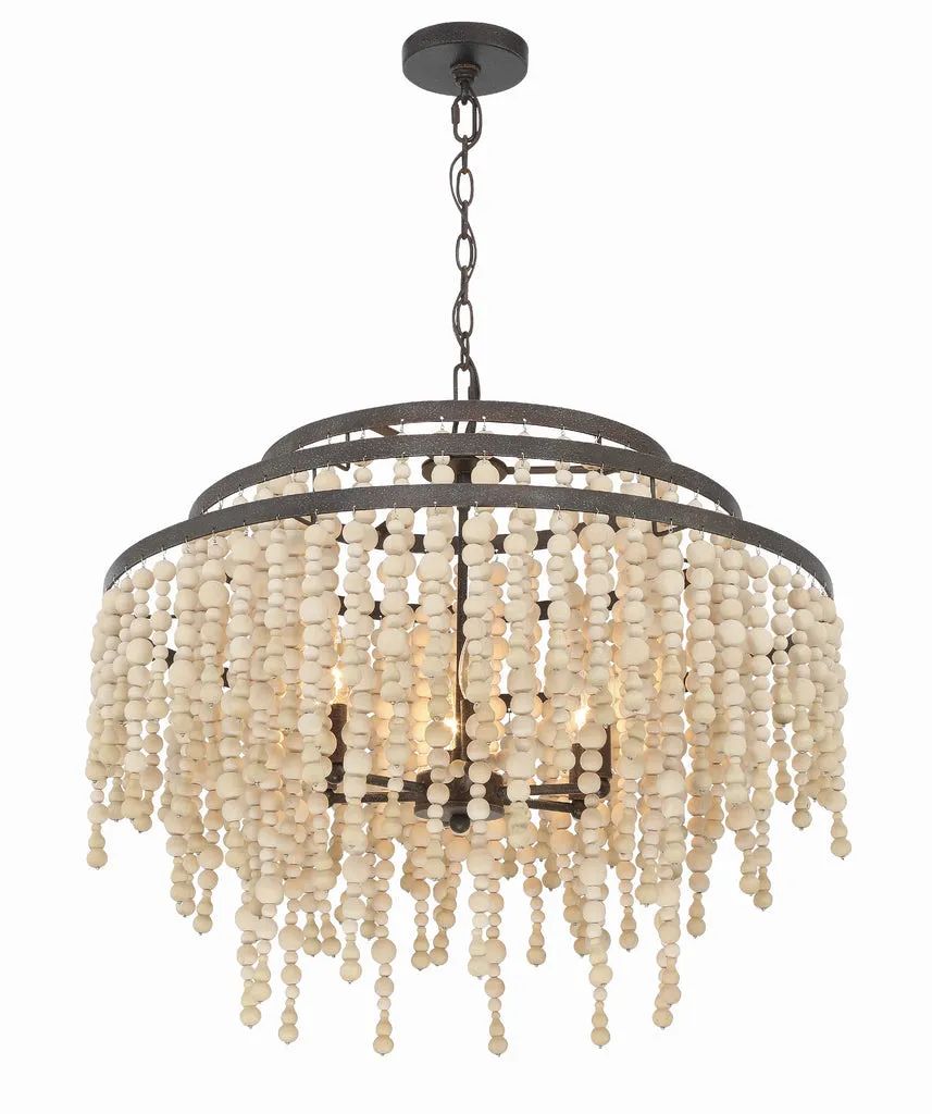 Poppy 6 Light Forged Bronze Chandelier